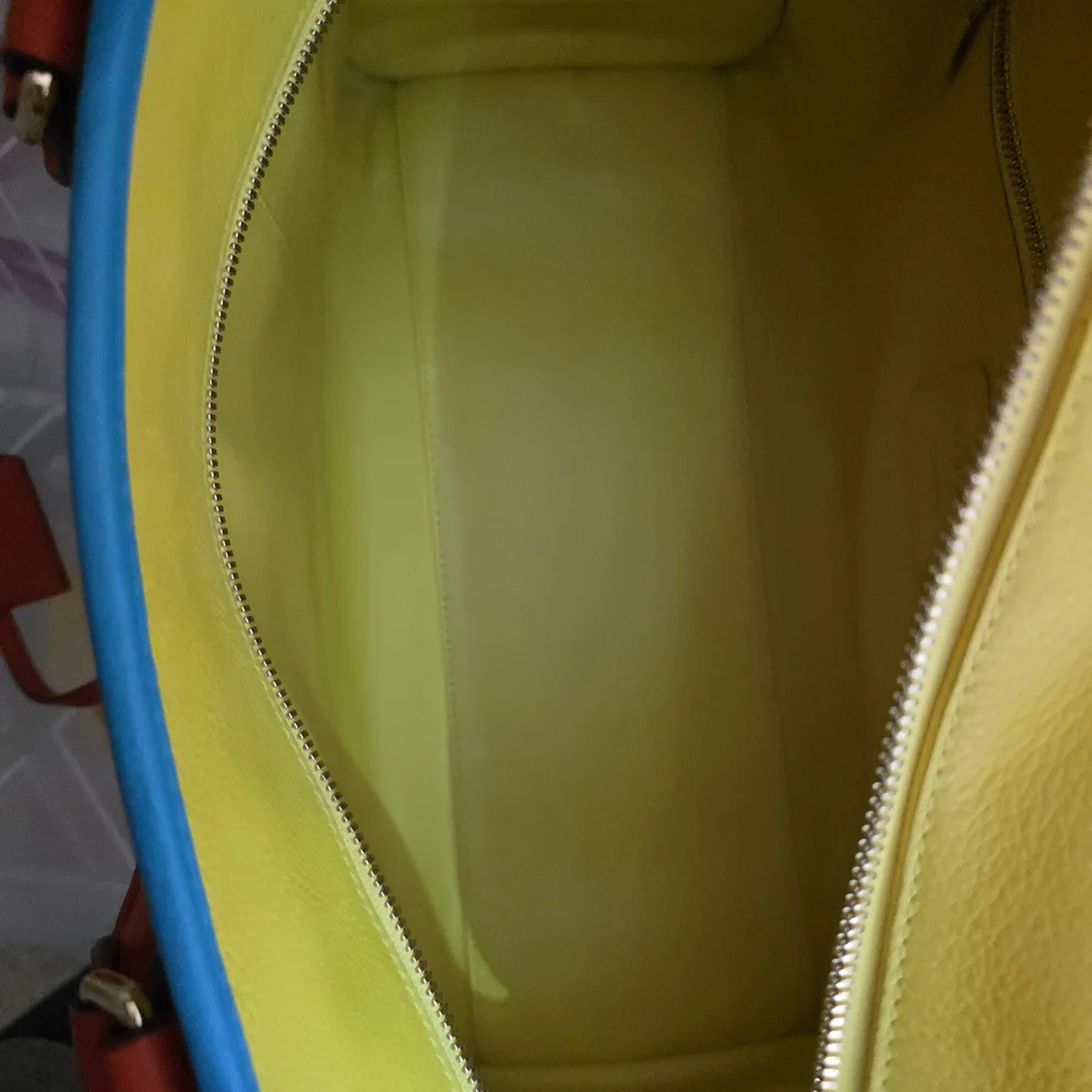 Vibrant Yellow and Blue Satchel with Red Details - Picture 10 of 16